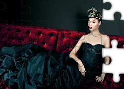 Piękna, Kobieta, Suknia, Korona
