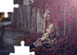 Kobieta, Droga, Płot