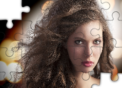 Kobieta, Rozwiane, Włosy, Spojrzenie