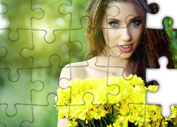 Kobieta, Żółte, Margerytki