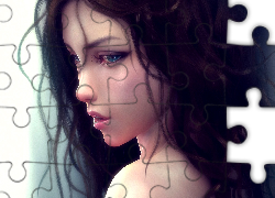 Kobieta, Niebieskie, Oczy