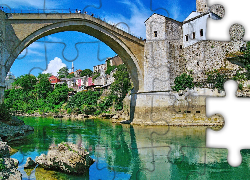 Rzeka, Domy, Stary Most, Mostar, Bośnia i Hercegowina