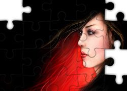 Kobieta, Rozwiane, Włosy