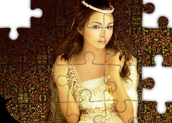 Piękna, Kobieta, Spojrzenie, Suknia, Koronki