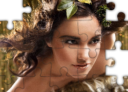 Kobieta, Głowa, Włosy, Listki