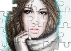 Kobieta, Dłoń, Szal