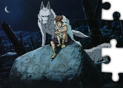 Mononoke Hime, wilki, księżyc