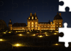 Zamek, Chateau De Valencay, Francja, Noc