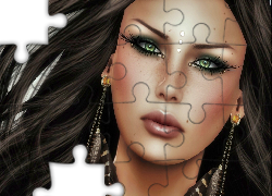 Piękna, Zielonooka, Kobieta, Kolczyki