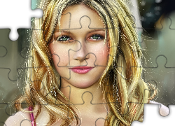 Kobieta, Blondynka, Zielone, Oczy