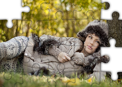 Piękna, Kobieta, Park