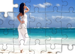 Brunetka, Morze, Plaża