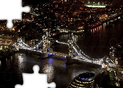 Oświetlony, Most, Tower Bridge, Londyn