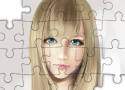 Kobieta, Blondynka, Niebieskie, Oczy
