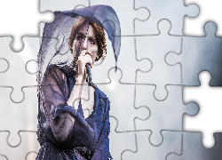 Kobieta, Mikrofon, Fioletowa, Sukienka