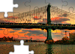 Rzeka, Most, Manhattan, Nowy York