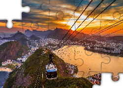 Rio de Janeiro, Kolejka, Linowa, Zachód, Słońca