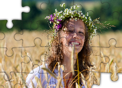 Dziewczyna, Pole, Zboże, Wianek