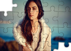 Piękna, Kobieta, Wybrzeże, Skały