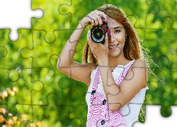 Uśmiechnięta, Kobieta, Park