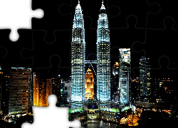 Malezja, Kuala Lumpur, Petronas Towers, Noc