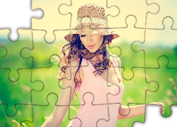 Dziewczyna, Kapelusz, Delikatny, Łańcuszek, Bransoletka