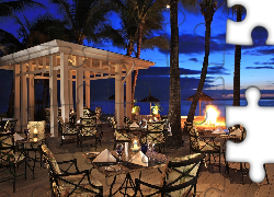 Restauracja, Plaża, Ognisko, Ocean, Mauritius