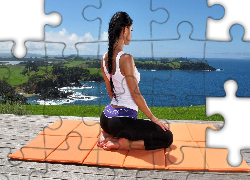 Dziewczyna, Joga, Góry, Morze