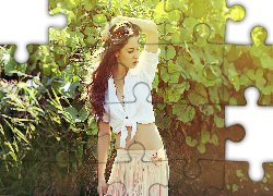 Modelka, Trawy, Liście, Przebijające, Światło