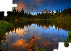 Stany Zjednoczone, Stan Kalifornia, Park Narodowy Yosemite, Jezioro Mirror Lake, Las, Odbicie