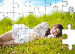 Dziewczyna, Azjatka, Łąka