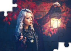 Kobieta, Blondynka, Lampa