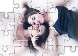 Kobiety, Brunetki, Czarne, Białe, Ubranie