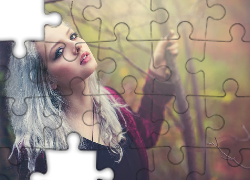 Kobieta, Jasne, Włosy, Gałęzie