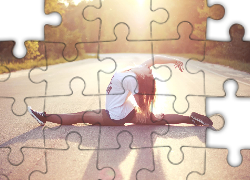 Kobieta, Brunetka, Szpagat