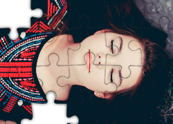 Kobieta, Brunetka, Zamknięte, Oczy