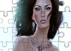 Kobieta, Portret, Biżuteria, Grafika