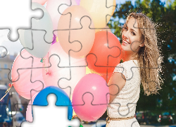 Uśmiechnięta, Blondynka, Baloniki