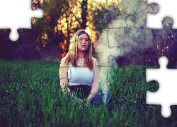 Kobieta, Blondynka, Dym