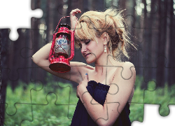 Kobieta, Blondynka, Lampa