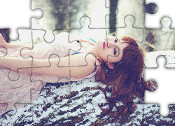 Kobieta, Długie, Kręcone, Włosy