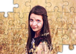 Kobieta, Brunetka, Niebieskie, Oczy