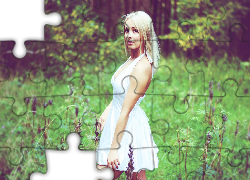 Kobieta, Blondynka, Biała, Sukienka