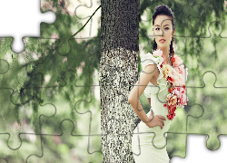 Kobieta, Pień, Kwiaty