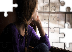 Smutna, Dziewczyna, Okno