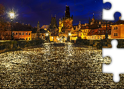 Praga, Czechy, Miasto, Noc