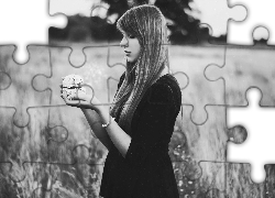 Kobieta, Czarna, Sukienka, Szkatułka