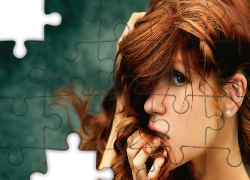 Kobieta, Spojrzenie, Dłonie