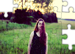 Kobieta, Brunetka, Długie, Włosy