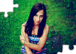 Kobieta, Brunetka, Kolorowe, Ubranie